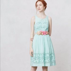 Anthropologie Meadow Rue Bottlegreen Lace Dress